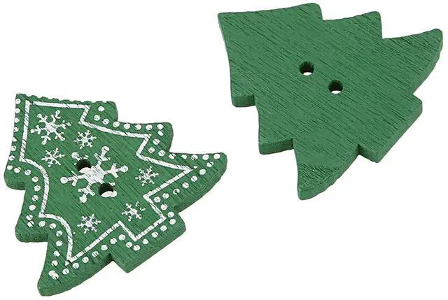 Alt view image 6 of 7 - 25pcs Christmas Tree Shape Decor Embellishment Wooden Buttons with Two Holes for Sewing Scrapbook Crafting
