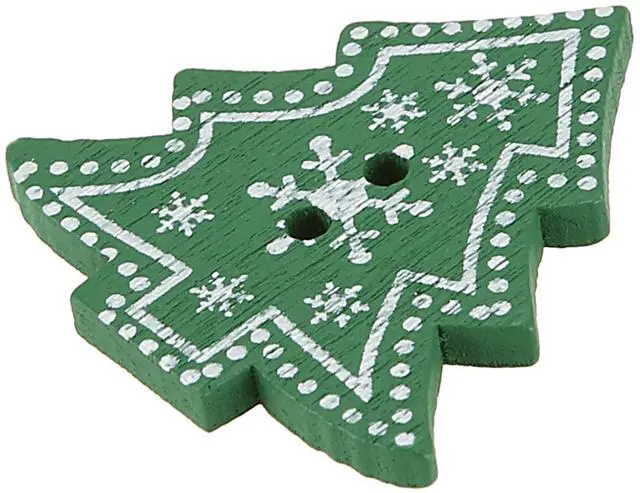 Alt view image 7 of 7 - 25pcs Christmas Tree Shape Decor Embellishment Wooden Buttons with Two Holes for Sewing Scrapbook Crafting