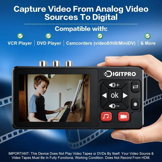 Alt view image 2 of 7 - VHS to Digital Converter 2.0, HD Video to Digital Converter Recorder with Remote, Convert Record Analog Video Audio from VHS/VCR, DVR/DVD/Hi8/Mini DV/Camcorder/Gaming ConsolesTapes Players Needed)