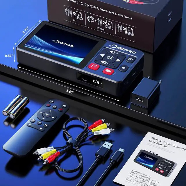 Alt view image 7 of 7 - VHS to Digital Converter 2.0, HD Video to Digital Converter Recorder with Remote, Convert Record Analog Video Audio from VHS/VCR, DVR/DVD/Hi8/Mini DV/Camcorder/Gaming ConsolesTapes Players Needed)