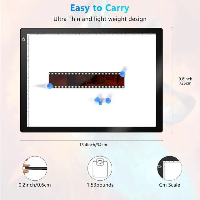 Alt view image 5 of 7 - Slide & Negative Viewer Light Box with 4 Magnets, A4 Ultra-Thin LED Light Pad for Smartphone Scanning, 3 Level Dimmable Backlight to Digitize Old Slide, Film Negative & Photos, USB Powered