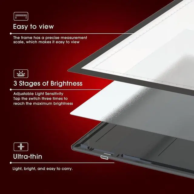 Alt view image 4 of 7 - Slide & Negative Viewer Light Box with 4 Magnets, A4 Ultra-Thin LED Light Pad for Smartphone Scanning, 3 Level Dimmable Backlight to Digitize Old Slide, Film Negative & Photos, USB Powered