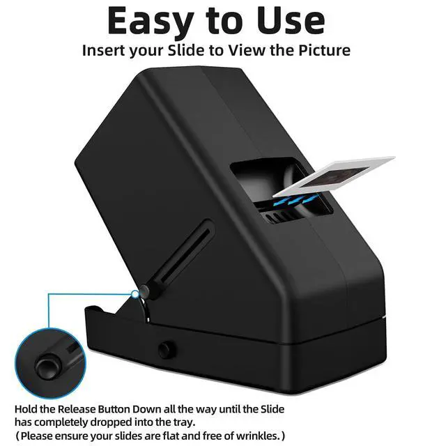 Alt view image 2 of 7 - 35mm Slide Viewer and Film Viewer - 3X Magnification Slide Viewer with Optical Glass, LED Illuminated Slide Viewer for 2x2 Slides & Negative Viewer, USB/Battery Powered
