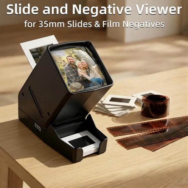 Alt view image 5 of 7 - 35mm Slide Viewer and Film Viewer - 3X Magnification Slide Viewer with Optical Glass, LED Illuminated Slide Viewer for 2x2 Slides & Negative Viewer, USB/Battery Powered