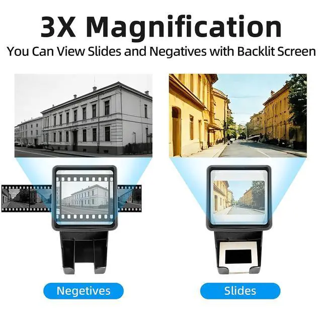 Alt view image 4 of 7 - 35mm Slide Viewer and Film Viewer - 3X Magnification Slide Viewer with Optical Glass, LED Illuminated Slide Viewer for 2x2 Slides & Negative Viewer, USB/Battery Powered