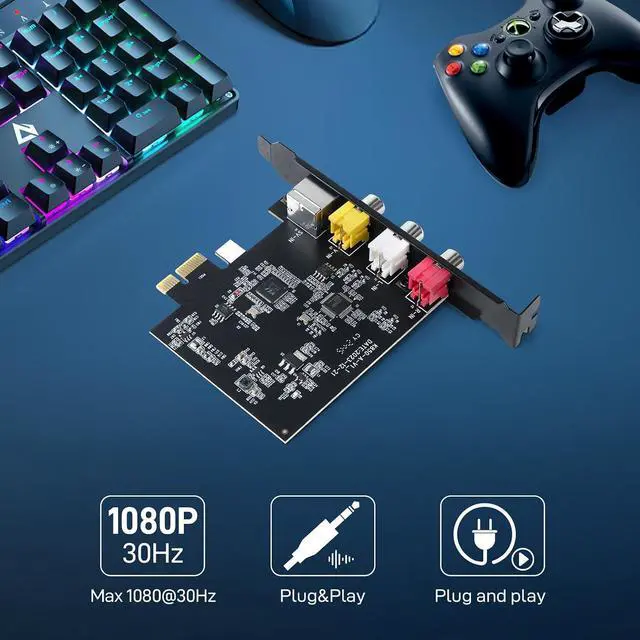 Alt view image 4 of 7 - PCIE Video Capture Card, Ultra-Low Latency Pass-Through Capture Board for Retro Gaming & Legacy AV Devices, Compatible with Windows 8/10/11 & Linux