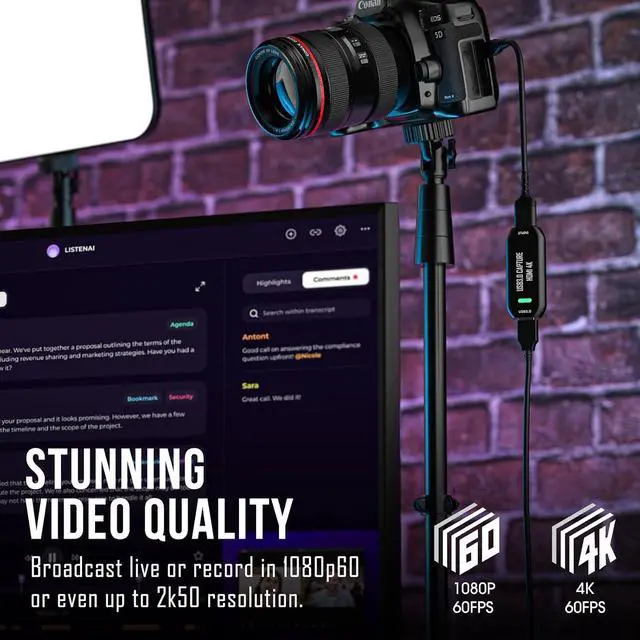 Alt view image 5 of 7 - 4K External Camera Capture Card 2K50/1080p60 for Streaming and Recording via DSLR Camcorder Actioncam for Video Conferencing Live Streaming Gaming on OBS/Zoom
