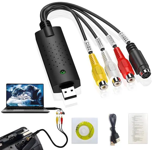 Main image of Capture Card, USB Video Capture Card Device, Audio Video Converter Grabber for RCA to USB-Convert VHS Mini DV VCR Hi8 DVD to Digital, for PC TV Tape Player Camcorder, MAC Windows Vista Compatible