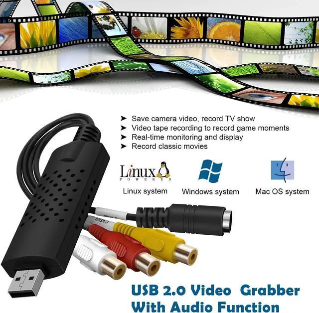 Alt view image 6 of 7 - Capture Card, USB Video Capture Card Device, Audio Video Converter Grabber for RCA to USB-Convert VHS Mini DV VCR Hi8 DVD to Digital, for PC TV Tape Player Camcorder, MAC Windows Vista Compatible
