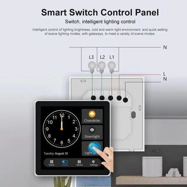 Alt view image 2 of 7 - Tuya T3E Panel Switch Touch Screen Panel EU Smart Control Panel Switch Zigbee Smart Home Wall Push Light Switch,Black