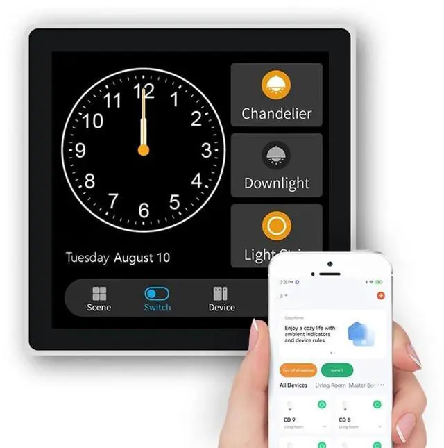 Alt view image 3 of 7 - Tuya T3E Panel Switch Touch Screen Panel EU Smart Control Panel Switch Zigbee Smart Home Wall Push Light Switch,Black