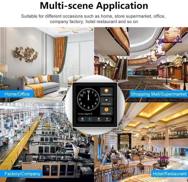 Alt view image 4 of 7 - Tuya T3E Panel Switch Touch Screen Panel EU Smart Control Panel Switch Zigbee Smart Home Wall Push Light Switch,Black