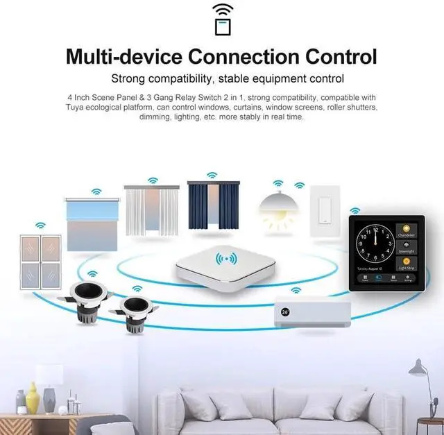 Alt view image 5 of 7 - Tuya T3E Panel Switch Touch Screen Panel EU Smart Control Panel Switch Zigbee Smart Home Wall Push Light Switch,Black