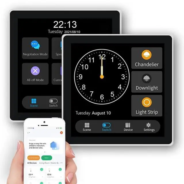 Alt view image 6 of 7 - Tuya T3E Panel Switch Touch Screen Panel EU Smart Control Panel Switch Zigbee Smart Home Wall Push Light Switch,Black