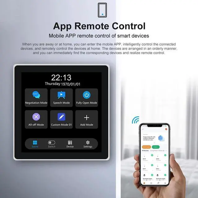 Alt view image 7 of 7 - Tuya T3E Panel Switch Touch Screen Panel EU Smart Control Panel Switch Zigbee Smart Home Wall Push Light Switch,Black