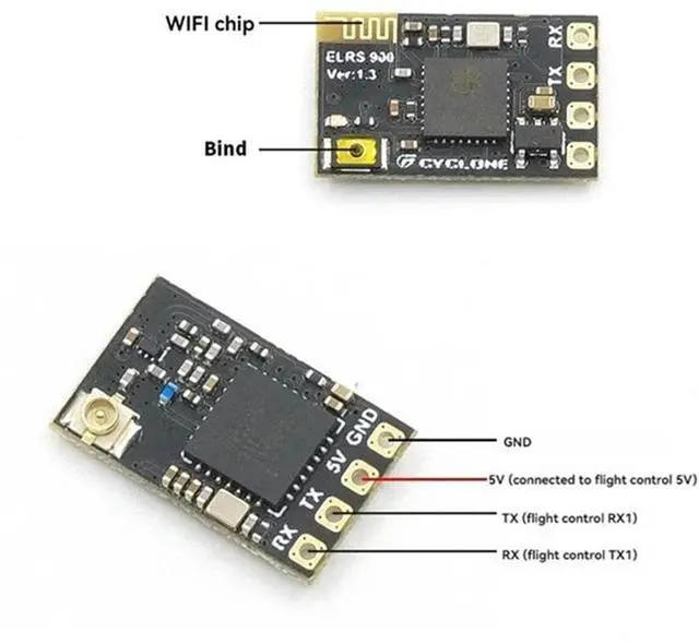 Alt view image 4 of 6 - 5PCS ELRS Receiver 2.4GHz Nano ExpressLRS Receiver CRSF with T-Type Antenna for RC FPV Traversing Drones Parts