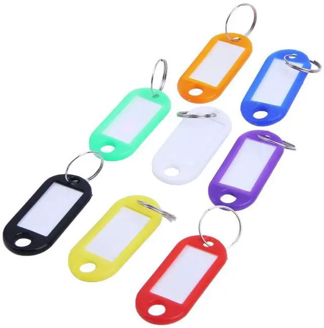 Main image of 32x Multi-Colors Plastic Key Fob ID Tags Luggage ID Labels with Split Ring Keyring
