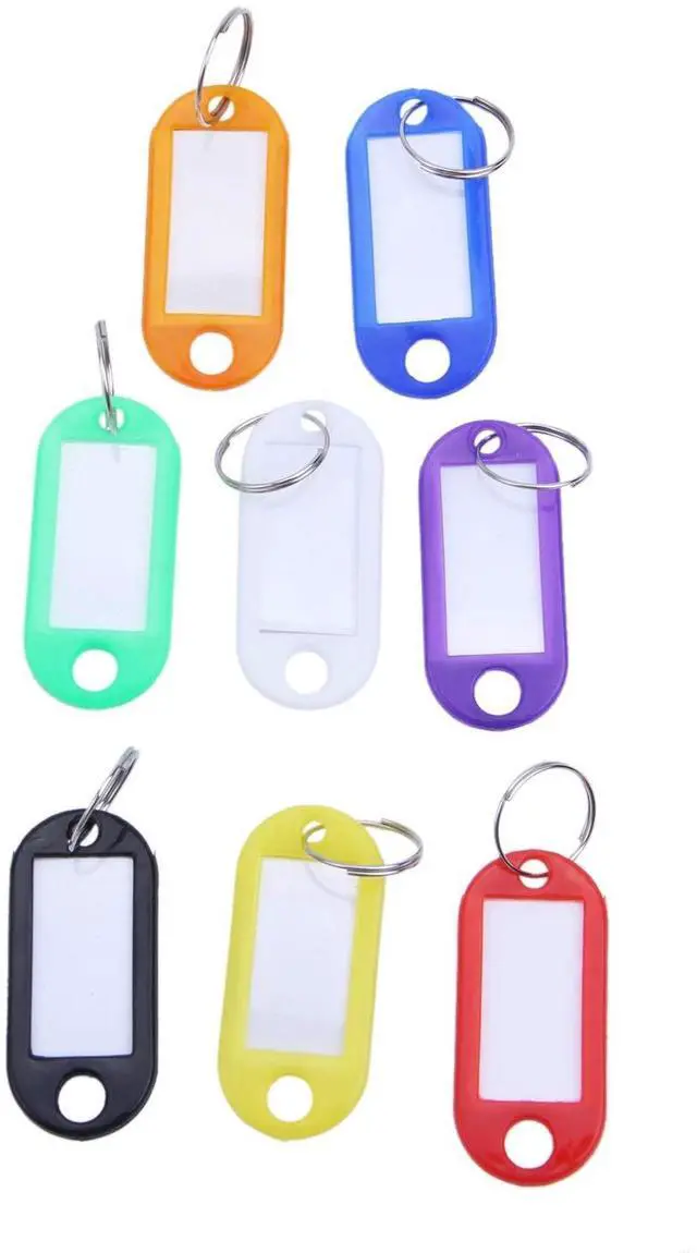 Alt view image 3 of 7 - 32x Multi-Colors Plastic Key Fob ID Tags Luggage ID Labels with Split Ring Keyring