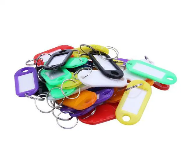 Alt view image 2 of 7 - 32x Multi-Colors Plastic Key Fob ID Tags Luggage ID Labels with Split Ring Keyring