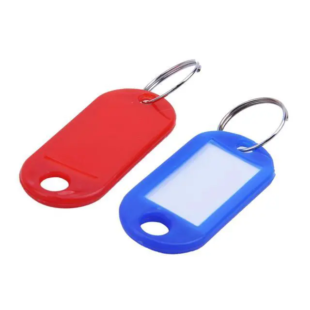 Alt view image 4 of 7 - 32x Multi-Colors Plastic Key Fob ID Tags Luggage ID Labels with Split Ring Keyring