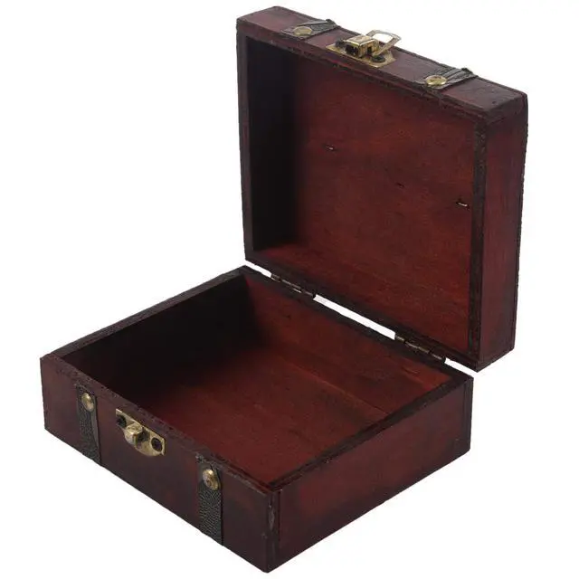 Alt view image 2 of 7 - Wooden Vintage Lock Treasure Chest Jewelery Storage Box Case Organiser Ring Gift