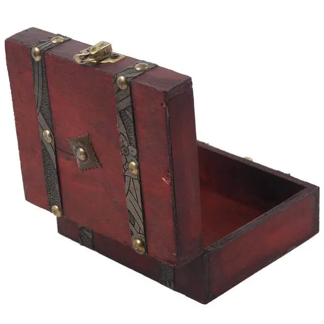 Alt view image 3 of 7 - Wooden Vintage Lock Treasure Chest Jewelery Storage Box Case Organiser Ring Gift