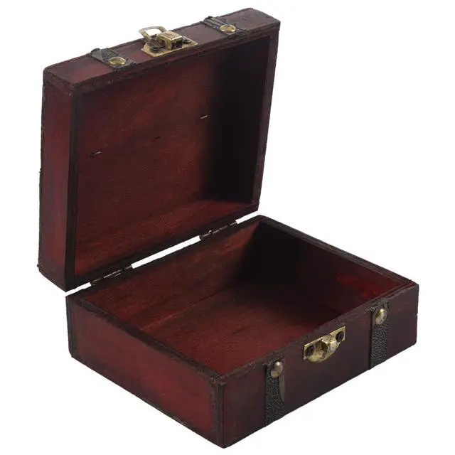Alt view image 4 of 7 - Wooden Vintage Lock Treasure Chest Jewelery Storage Box Case Organiser Ring Gift