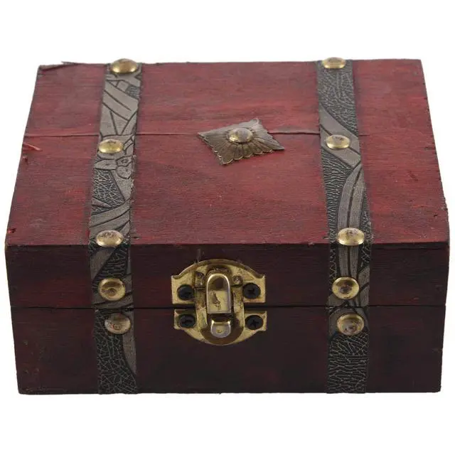 Alt view image 6 of 7 - Wooden Vintage Lock Treasure Chest Jewelery Storage Box Case Organiser Ring Gift