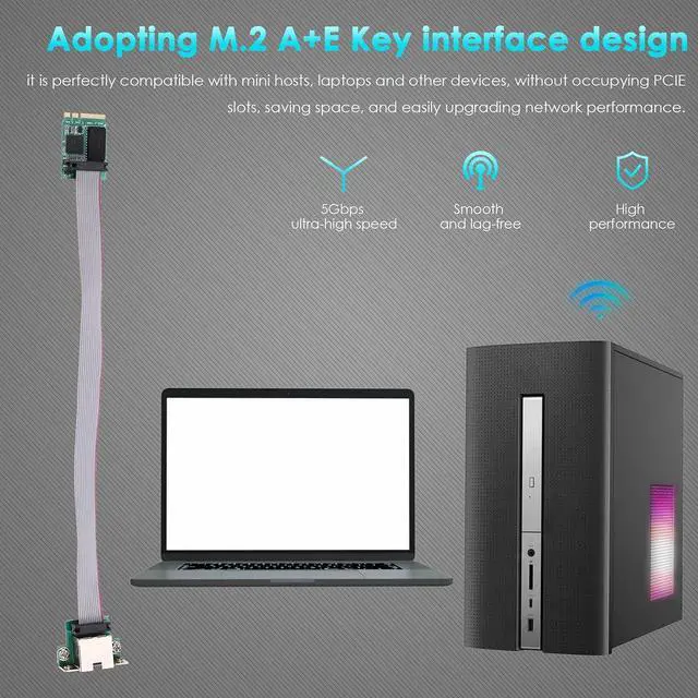 Alt view image 3 of 7 - RTL8126 M.2 A+E Key Gigabit Ethernet Interface 5Gbps with PXE Boot Support for 7, 8, and 10