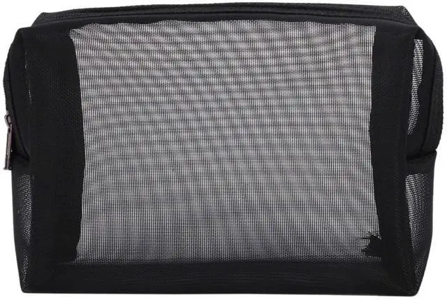 Alt view image 5 of 7 - Black Mesh Makeup Bag See Through Zipper Pouch Travel Cosmetic and Toiletries Organizer Bags Pack of 3(S,M,L)