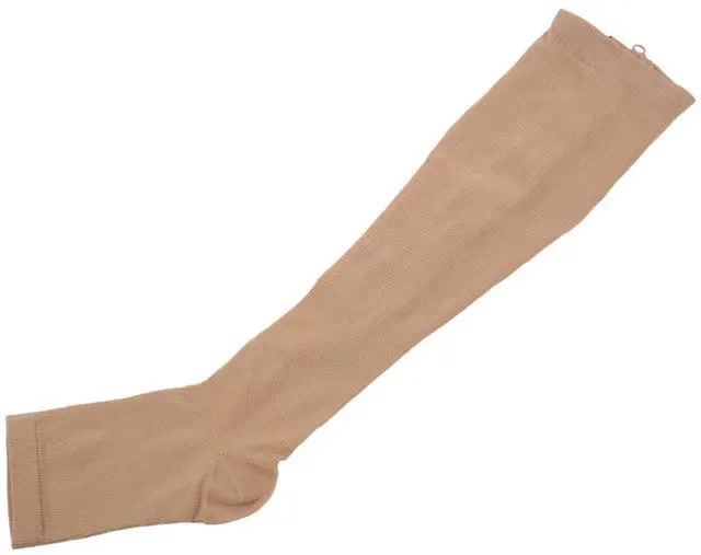 Alt view image 6 of 7 - Increasing circulation Compression Knee Socks Leg Support Stockings Beige S