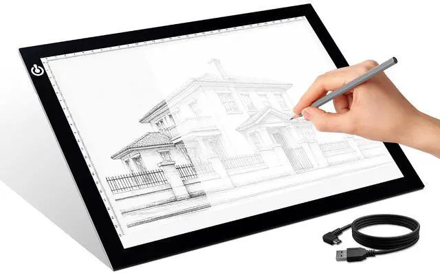 Main image of A4 Tracing Light Box, LED Board Adjustable Brightness Light Pad | Micro-USB powered, Light Table for Artists, Tattoo Drawing, Animation, Sketching, Stenciling & Diamond Art Painting