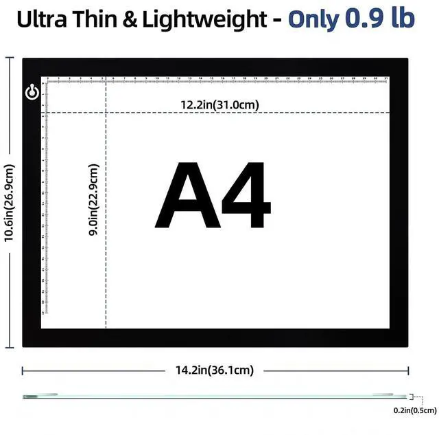 Alt view image 4 of 7 - A4 Tracing Light Box, LED Board Adjustable Brightness Light Pad | Micro-USB powered, Light Table for Artists, Tattoo Drawing, Animation, Sketching, Stenciling & Diamond Art Painting