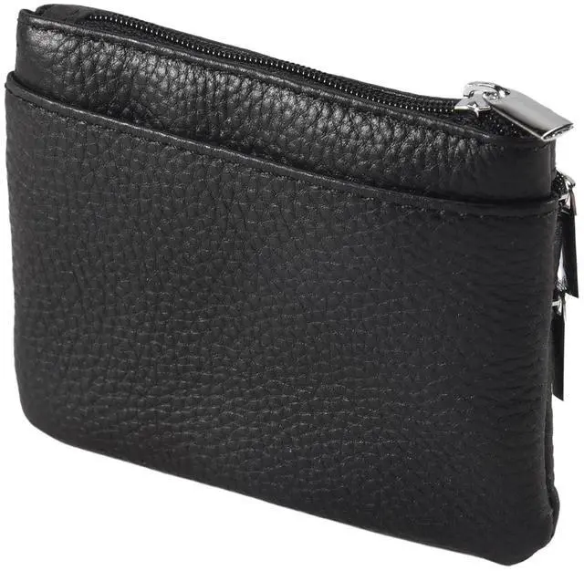 Alt view image 4 of 7 - Leather Change Coin Purse with 4 Pockets and Keychain for Women Black