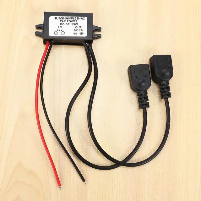 Alt view image 4 of 7 - DC Converter 12V to 5V 3A Double 2 USB to Auto Power Regulator Voltage