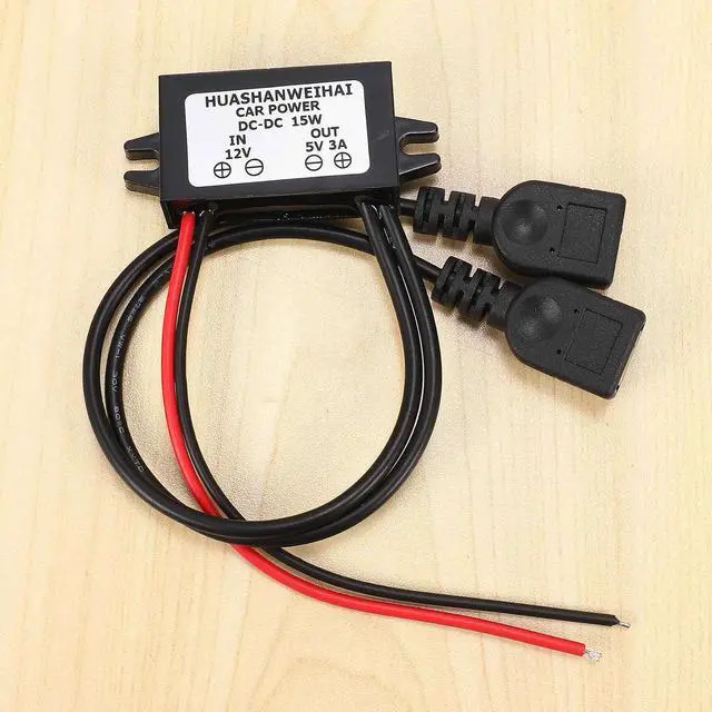 Alt view image 7 of 7 - DC Converter 12V to 5V 3A Double 2 USB to Auto Power Regulator Voltage