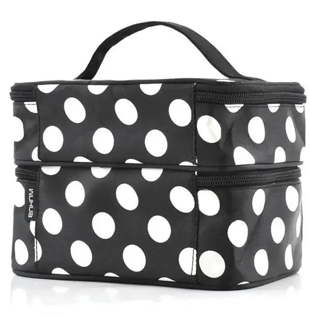 Alt view image 5 of 6 - Large Capacity Cosmetic Bag Double Layer Zipper Women Makeup Bags Portable Travel Toiletries Organizer