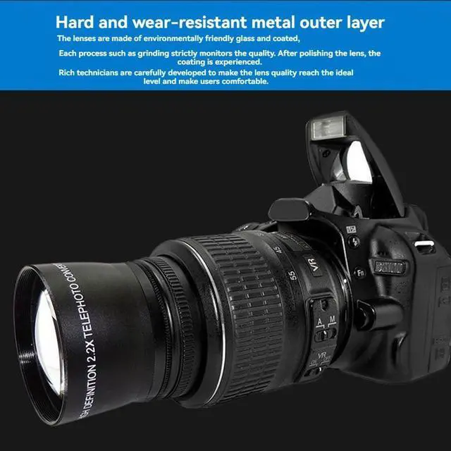 Alt view image 6 of 7 - 55mm 2.0X Telephoto Lens Teleconverter Lens Digital SLR Camera Parts Photography Accessory