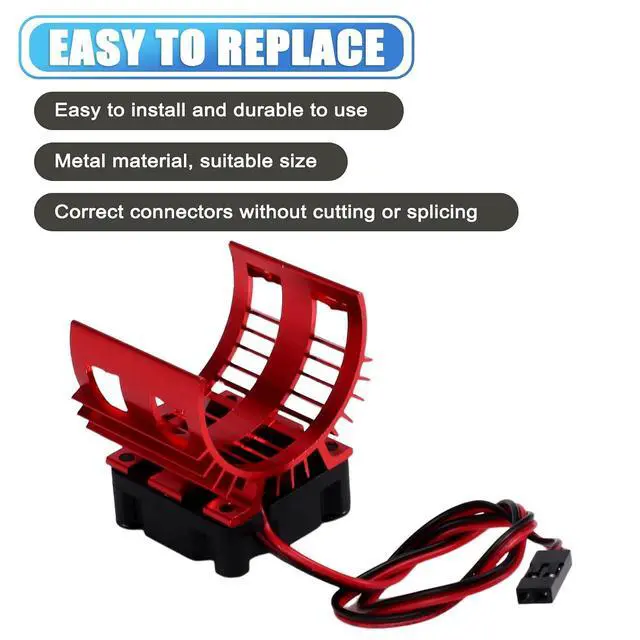 Alt view image 2 of 7 - RC Car 540 550 3650 3660 3665 Brushless Electric Motor Cover HeatSink Cooling Fan for 124017 124016 Parts Red