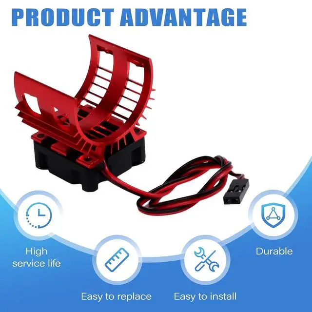 Alt view image 5 of 7 - RC Car 540 550 3650 3660 3665 Brushless Electric Motor Cover HeatSink Cooling Fan for 124017 124016 Parts Red