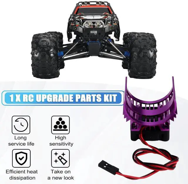 Alt view image 3 of 7 - RC Car 540 550 3650 3660 3665 Brushless Electric Motor Cover HeatSink Cooling Fan for 124017 124016 Parts Purpler