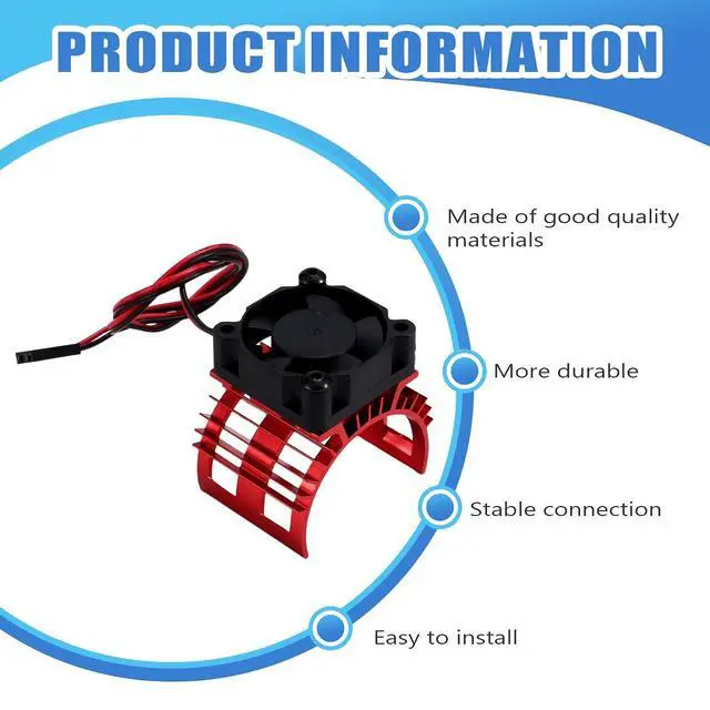 Alt view image 7 of 7 - RC Car 540 550 3650 3660 3665 Brushless Electric Motor Cover HeatSink Cooling Fan for 124017 124016 Parts Red
