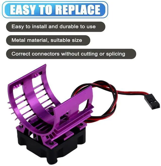 Alt view image 4 of 7 - RC Car 540 550 3650 3660 3665 Brushless Electric Motor Cover HeatSink Cooling Fan for 124017 124016 Parts Purpler