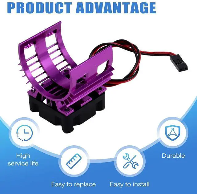 Alt view image 5 of 7 - RC Car 540 550 3650 3660 3665 Brushless Electric Motor Cover HeatSink Cooling Fan for 124017 124016 Parts Purpler