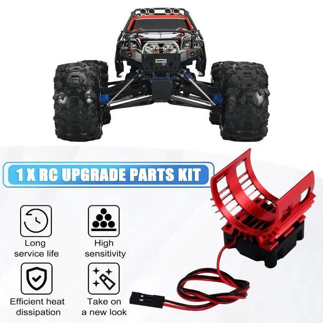 Alt view image 6 of 7 - RC Car 540 550 3650 3660 3665 Brushless Electric Motor Cover HeatSink Cooling Fan for 124017 124016 Parts Red
