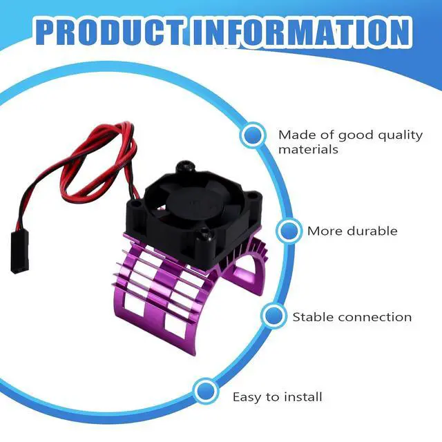 Alt view image 7 of 7 - RC Car 540 550 3650 3660 3665 Brushless Electric Motor Cover HeatSink Cooling Fan for 124017 124016 Parts Purpler