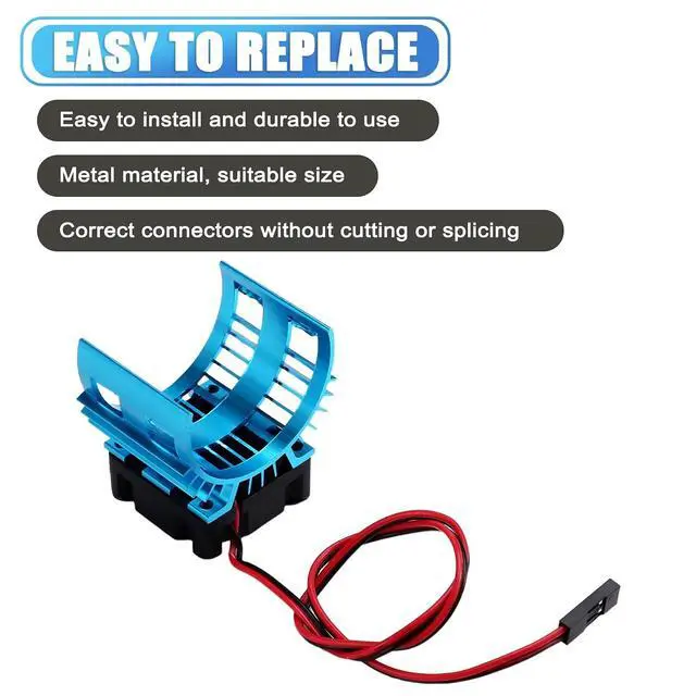 Alt view image 2 of 7 - RC Car 540 550 3650 3660 3665 Brushless Electric Motor Cover HeatSink Cooling Fan for 124017 124016 Parts Blue