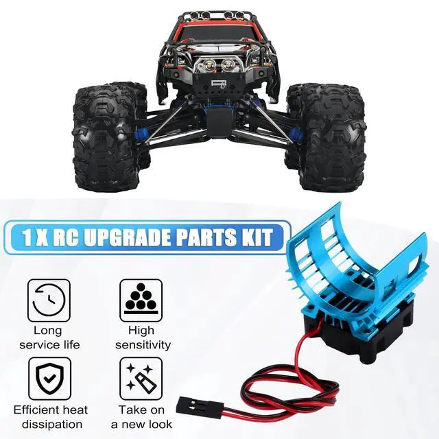 Alt view image 3 of 7 - RC Car 540 550 3650 3660 3665 Brushless Electric Motor Cover HeatSink Cooling Fan for 124017 124016 Parts Blue