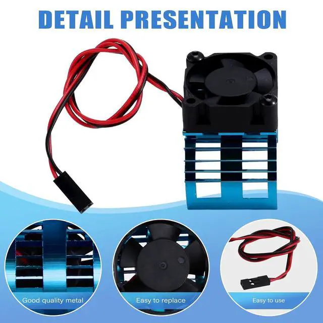 Alt view image 5 of 7 - RC Car 540 550 3650 3660 3665 Brushless Electric Motor Cover HeatSink Cooling Fan for 124017 124016 Parts Blue