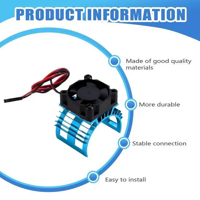 Alt view image 7 of 7 - RC Car 540 550 3650 3660 3665 Brushless Electric Motor Cover HeatSink Cooling Fan for 124017 124016 Parts Blue